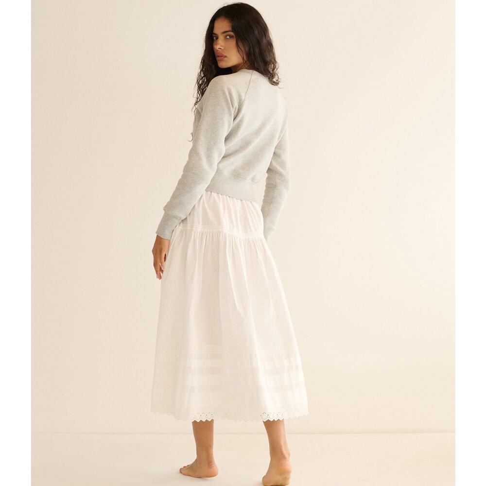 NWT DOEN Sebastiane Skirt Powder Organic Cotton Poplin Eyelet Maxi sz M - Picture 5 of 11